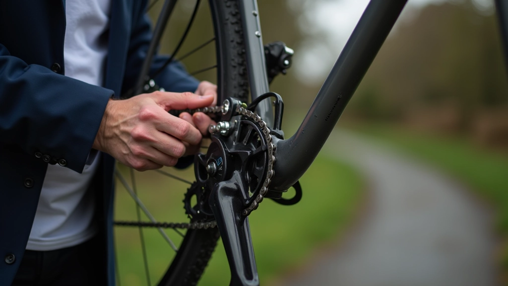 Bicycle chain being lubricated with drivetrain lube while pedals rotate slowly