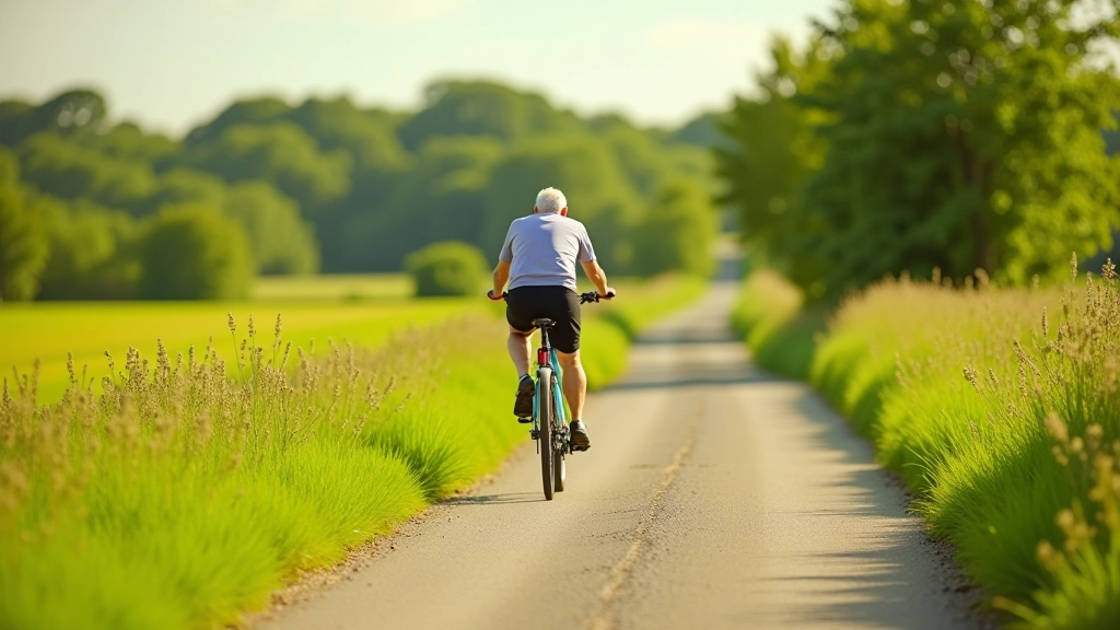 Cyclist enjoying the flat greenway trail on a sunny day